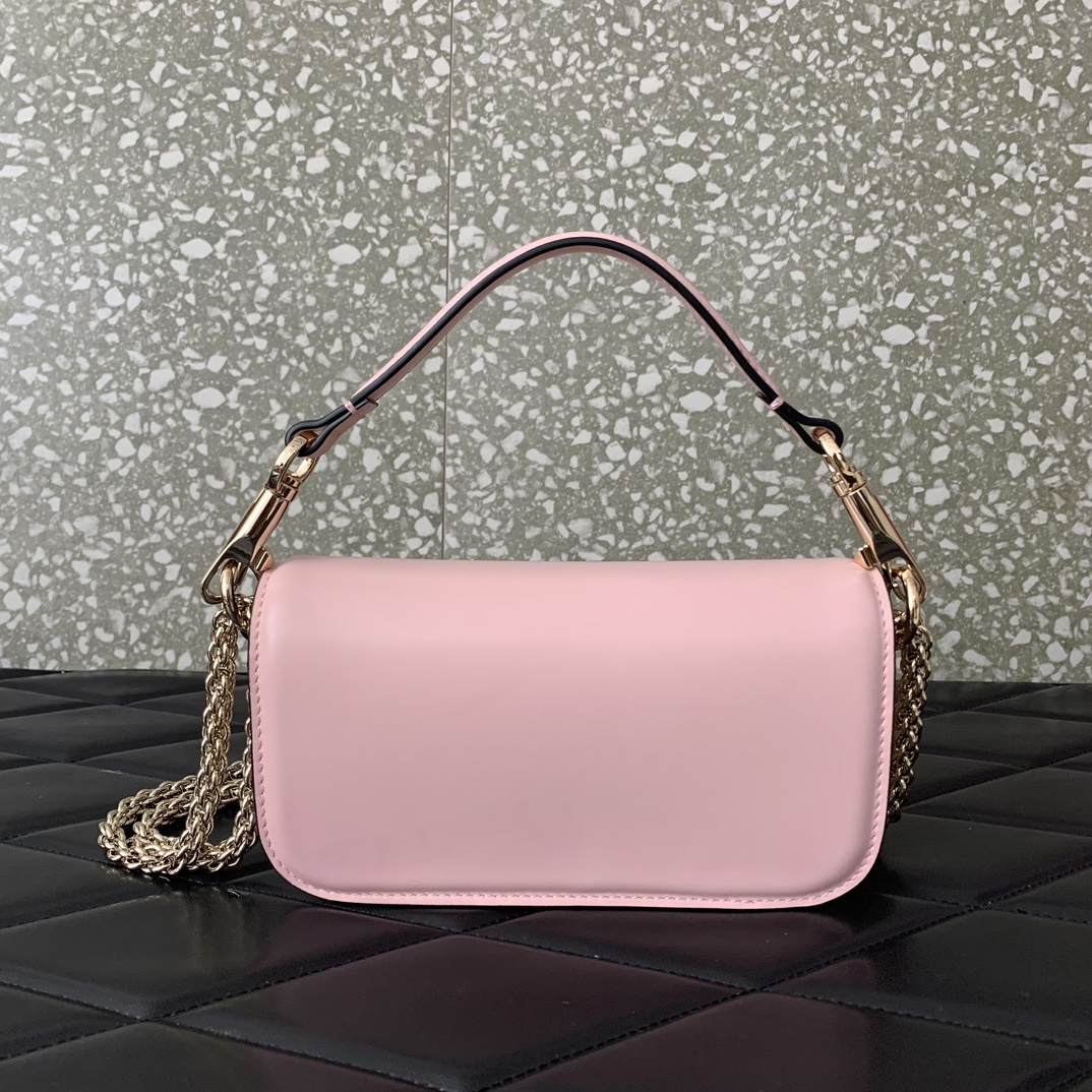 Valentino Garavani Loco Small Shoulder Bag in Nude Pink Calfskin Leather 